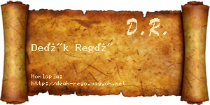 Deák Regő névjegykártya